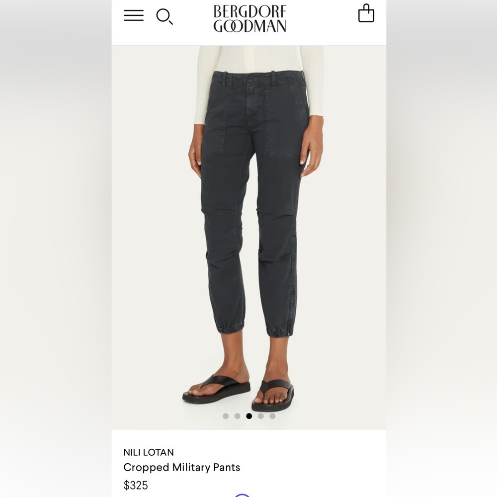 Nili Lotan Cropped Military Pants | Size 6 | Carbon Color